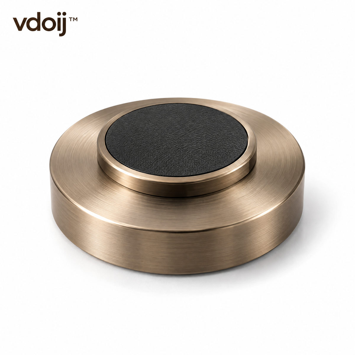 vdoij Brushed-Metal Vinyl Record Stabilizer on a white background