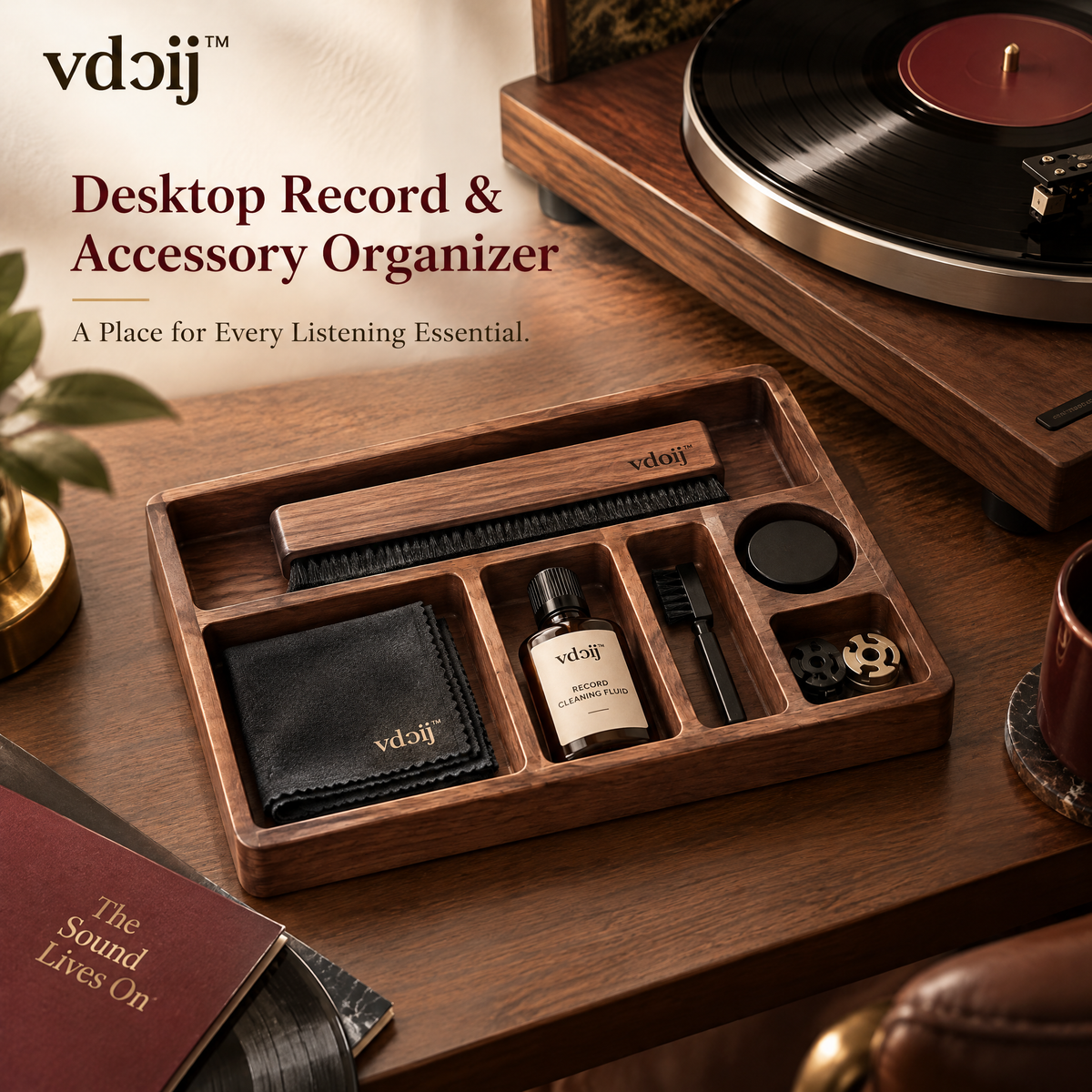 vdoij Desktop Record & Accessory Organizer white background image
