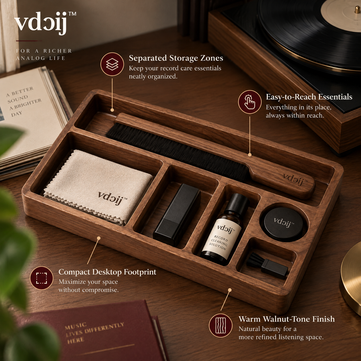 vdoij Desktop Record & Accessory Organizer weight graphic