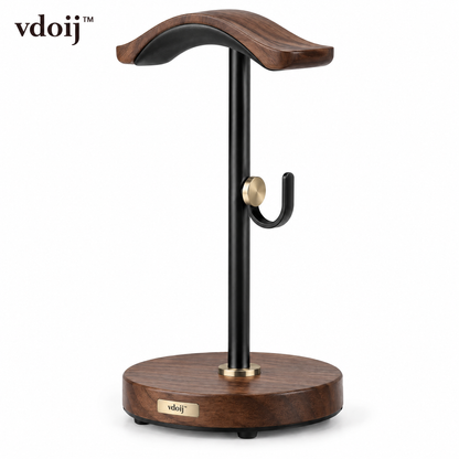 vdoij Walnut Headphone and Cable Dock on a white background