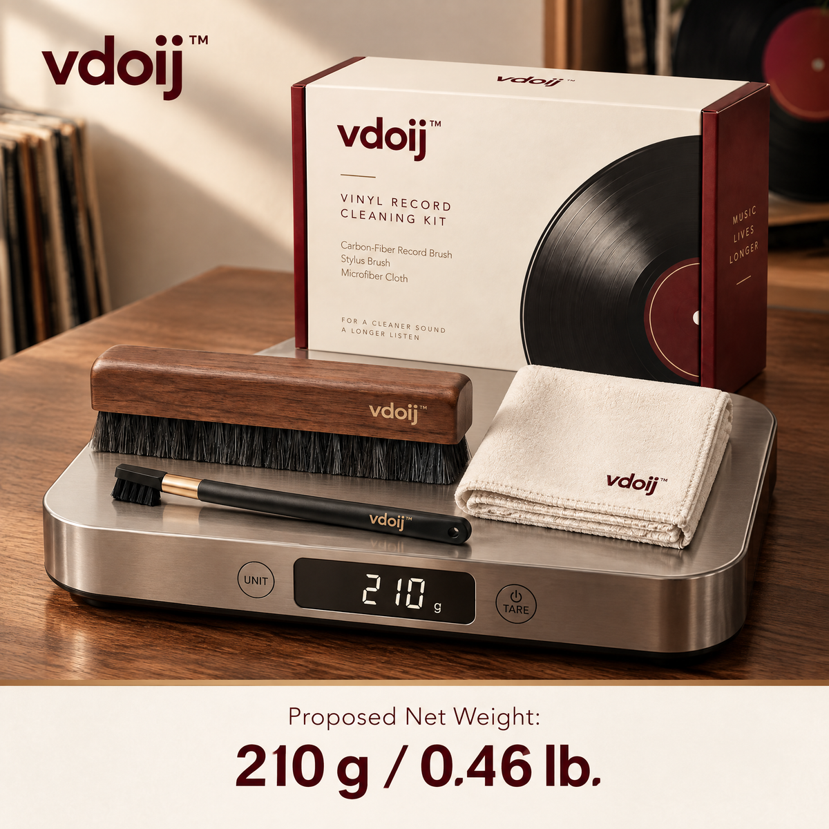 vdoij Carbon-Fiber Record Brush Set weight reference