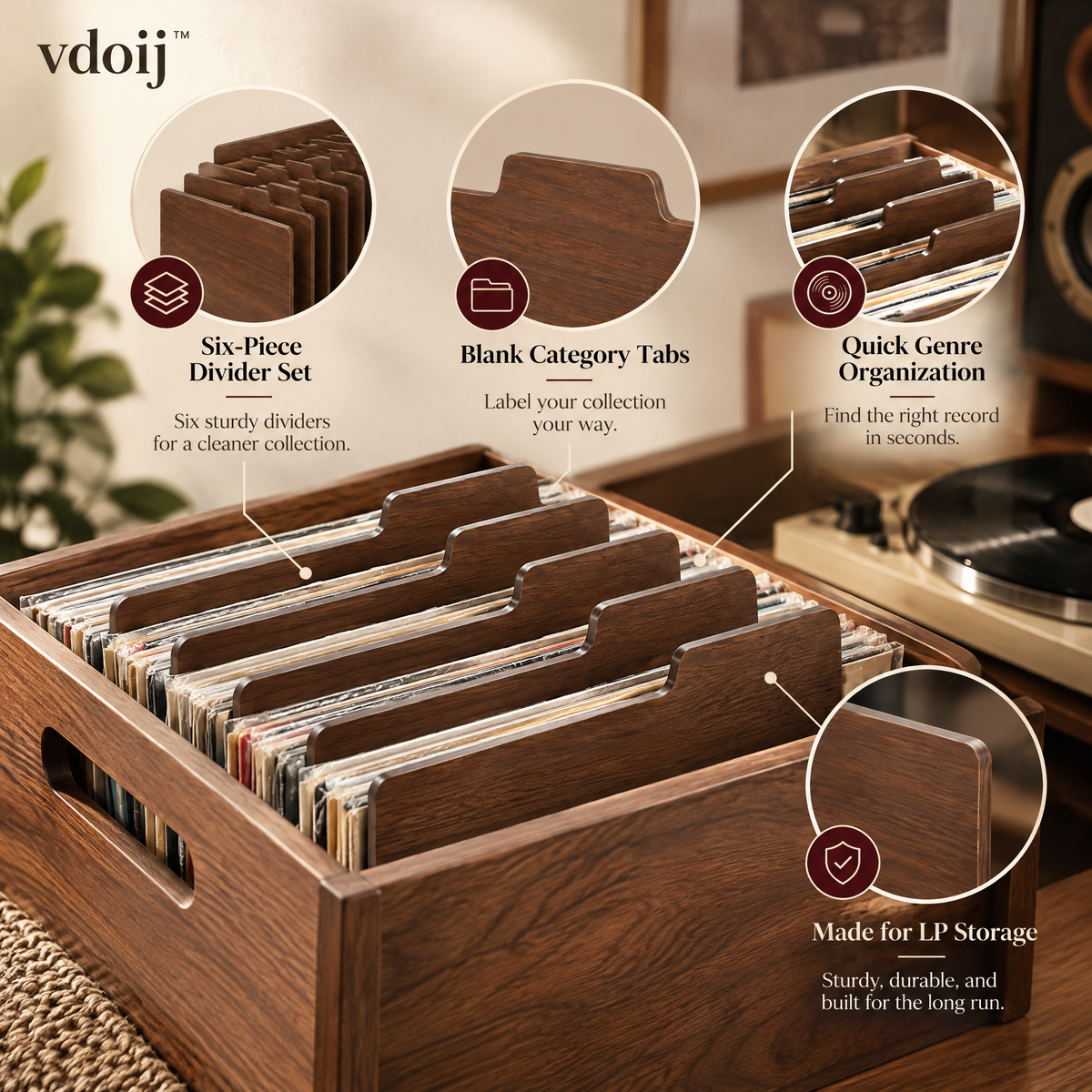 vdoij six-piece record divider set with blank category tabs