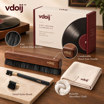 vdoij Carbon-Fiber Record Brush Set detail features and included tools