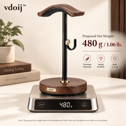vdoij Walnut Headphone and Cable Dock net weight graphic: 1.06 pounds