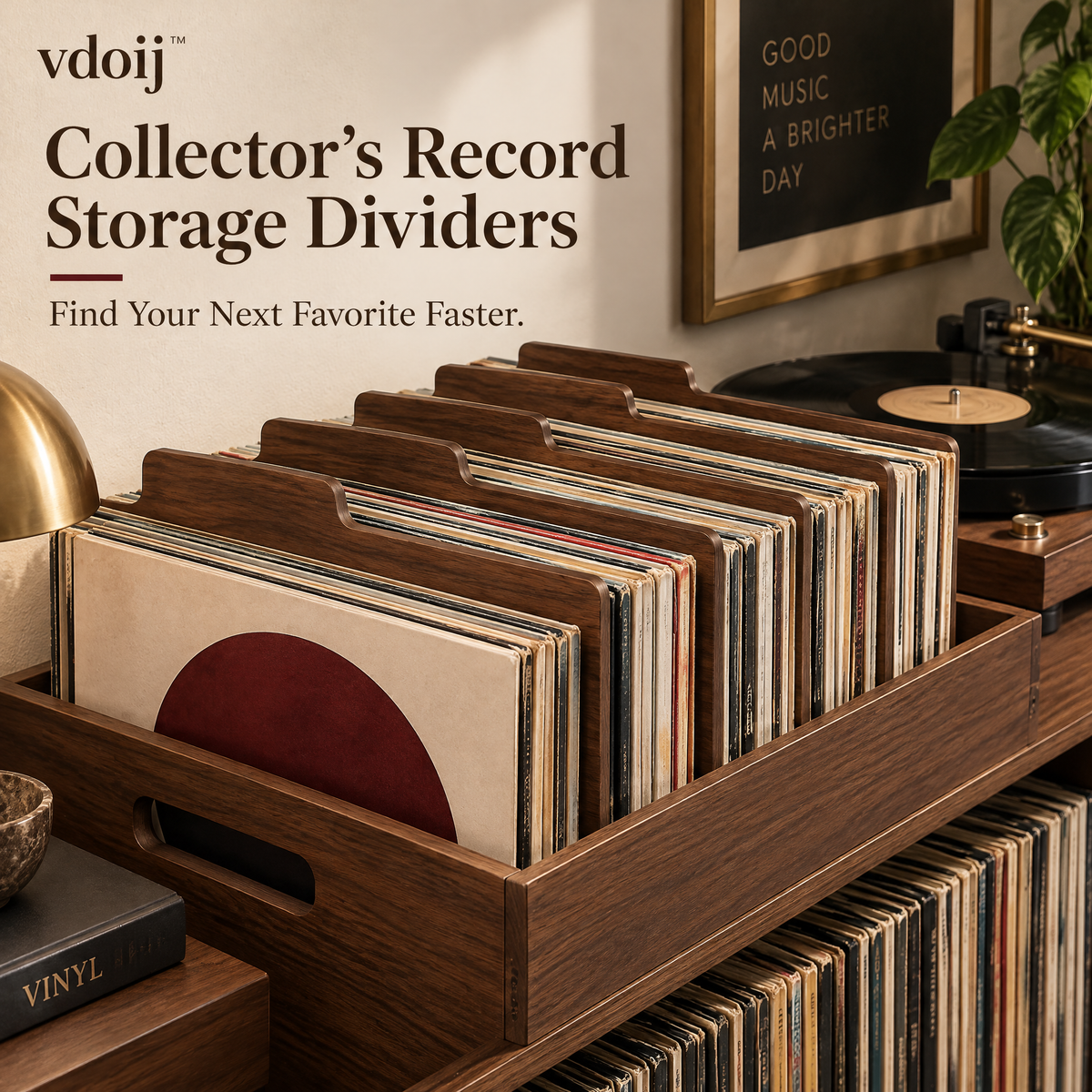 vdoij Collector’s Record Storage Dividers arranged in a record crate