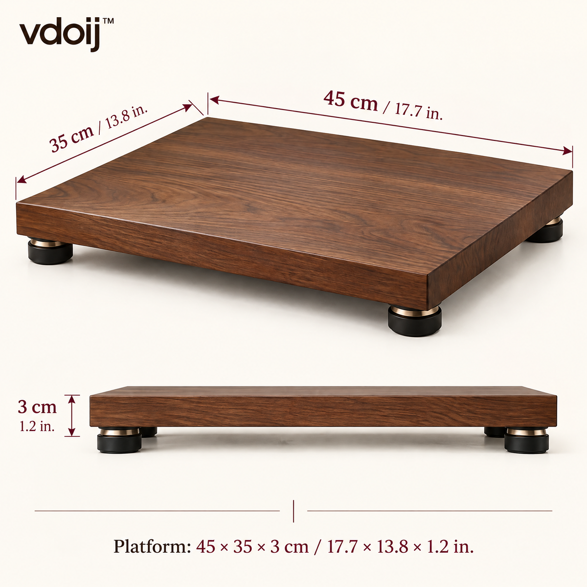 vdoij Turntable Isolation Platform dimensions: 17.7 by 13.8 by 1.2 inches