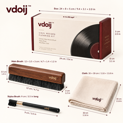 vdoij Carbon-Fiber Record Brush Set dimensions