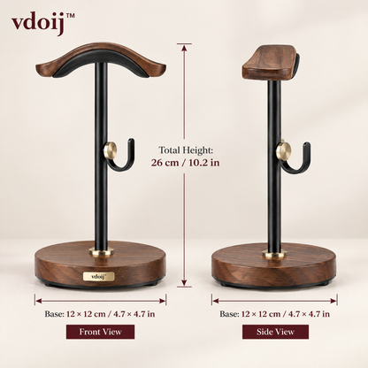 vdoij Walnut Headphone and Cable Dock dimensions: 10.2 inches high with a 4.7-inch base