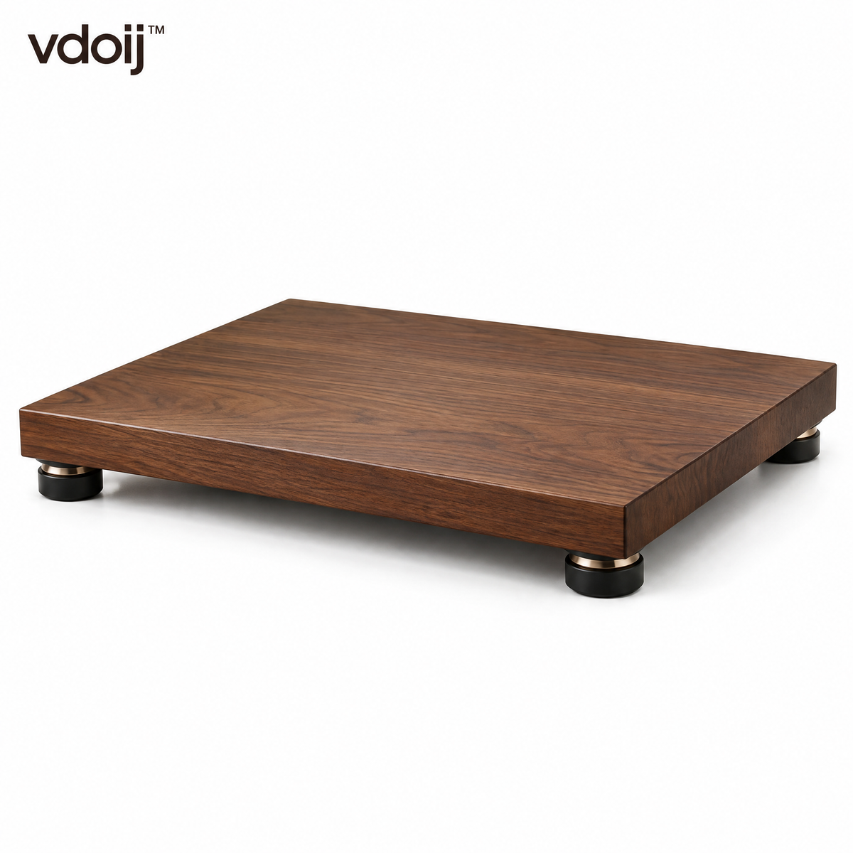 vdoij Walnut-Tone Turntable Isolation Platform on a white background