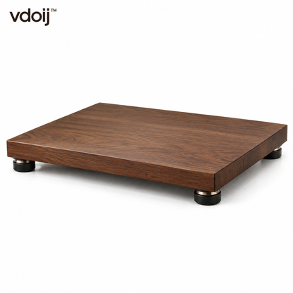 vdoij Walnut-Tone Turntable Isolation Platform on a white background
