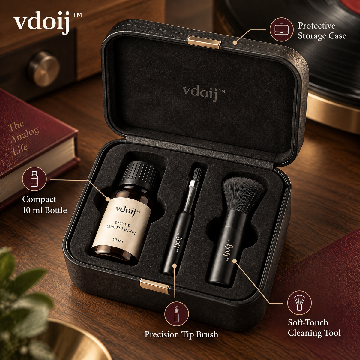 Stylus Care Essentials Kit feature callouts and included tools